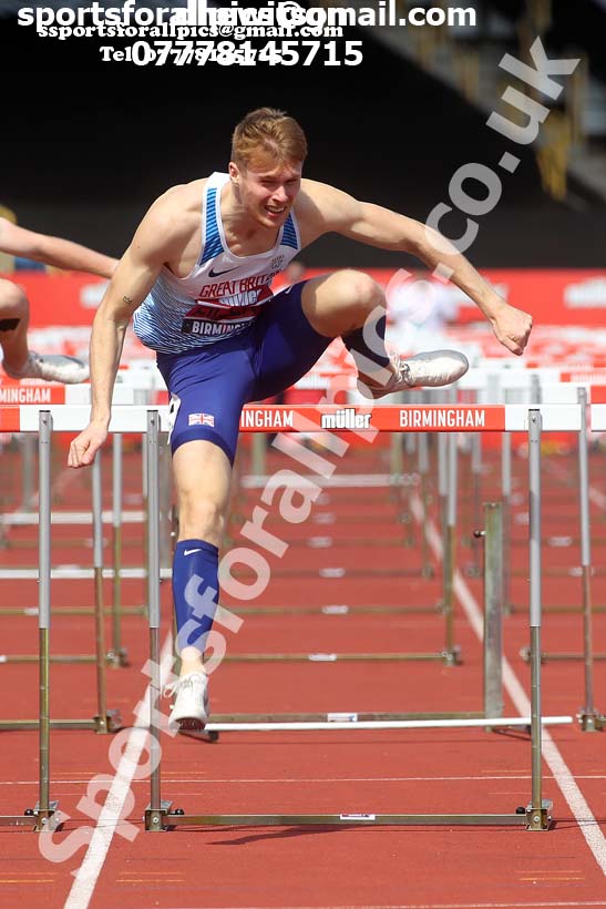 Mens 110 metres hurdles, 2019 Muller British Championships, Alexander Stadium, Birmingham. Photo: David T. Hewitson/Sports for All Pics
